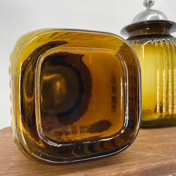 Gothic Castlecore Witchy Amber Glass Apothecary Decor Set Ribbed Jars Alter - Picture 5 of 12